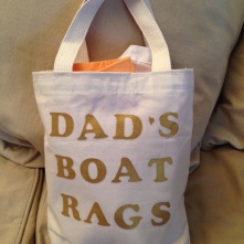 My Christmas gift for Aaron - a homemade sack of boat rags. A sailor can never have too many!